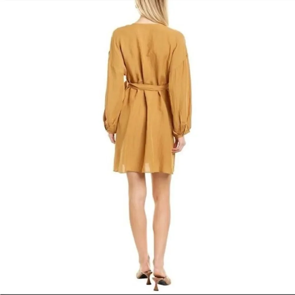 Madewell Linen Blend Balloon Sleeve Wrap Dress